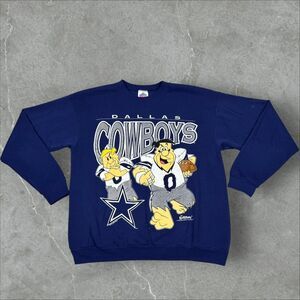 VTG NFL Dallas Cowboys x The Flintstones '94 Crewneck Sweatshirt League Leader L